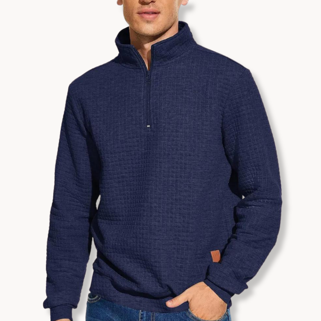 Men's Quarter Zip Sweater with Distinctive Pattern 2