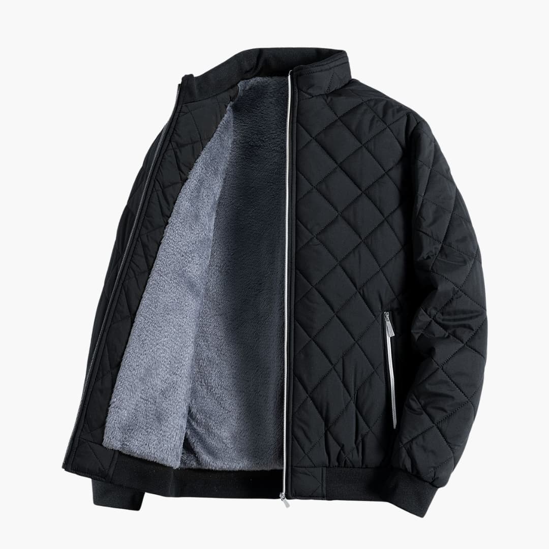 Men's Quilted Jacket with Stand-Up Collar 0