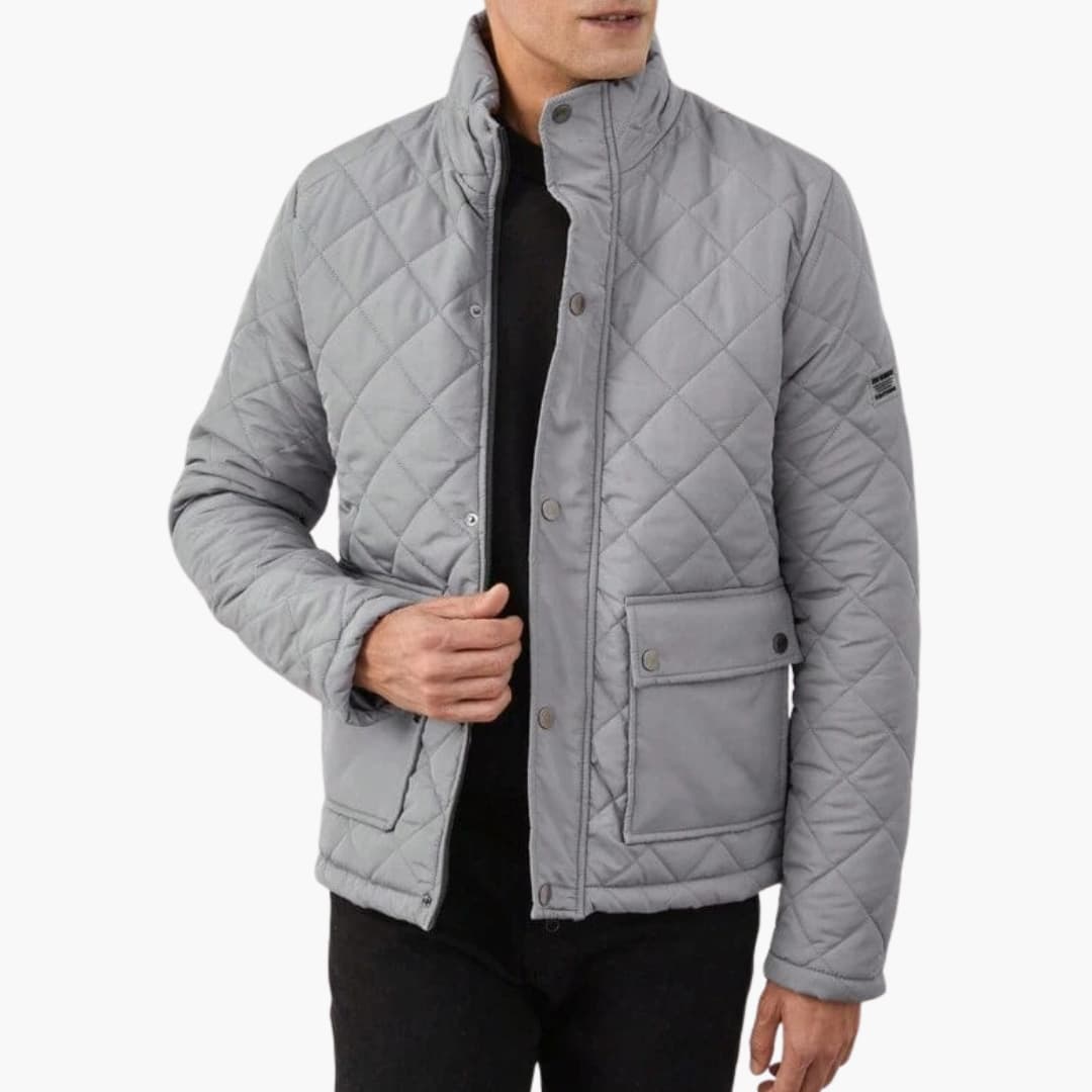 Men's Quilted Jacket with Stand-Up Collar 1