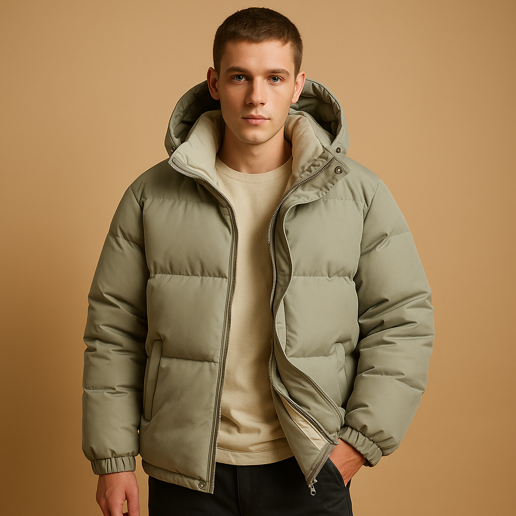 Men's Quilted Puffer Jacket with Hood for Winter 3