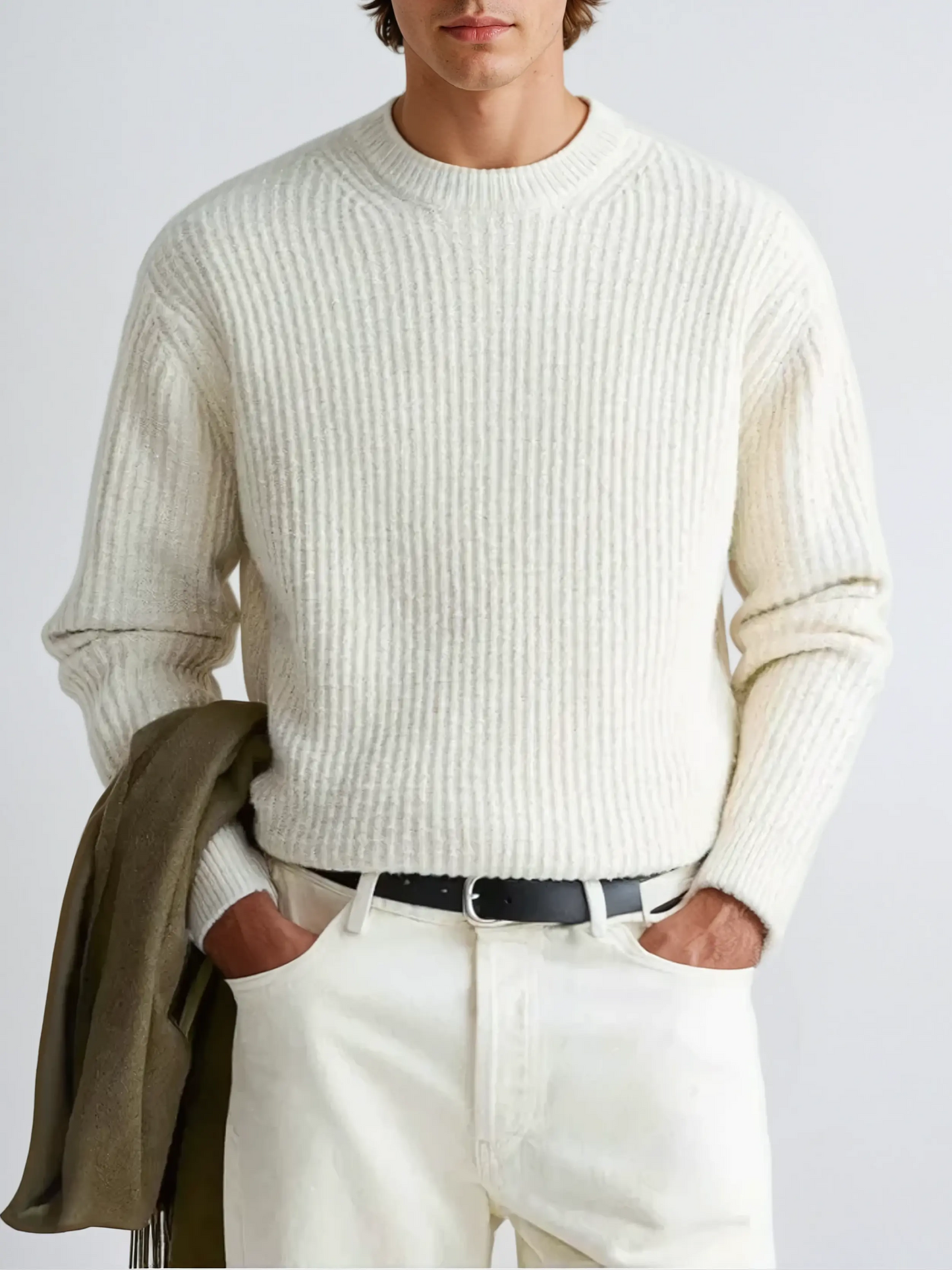 Men's Ribbed O-Neck Sweater 3