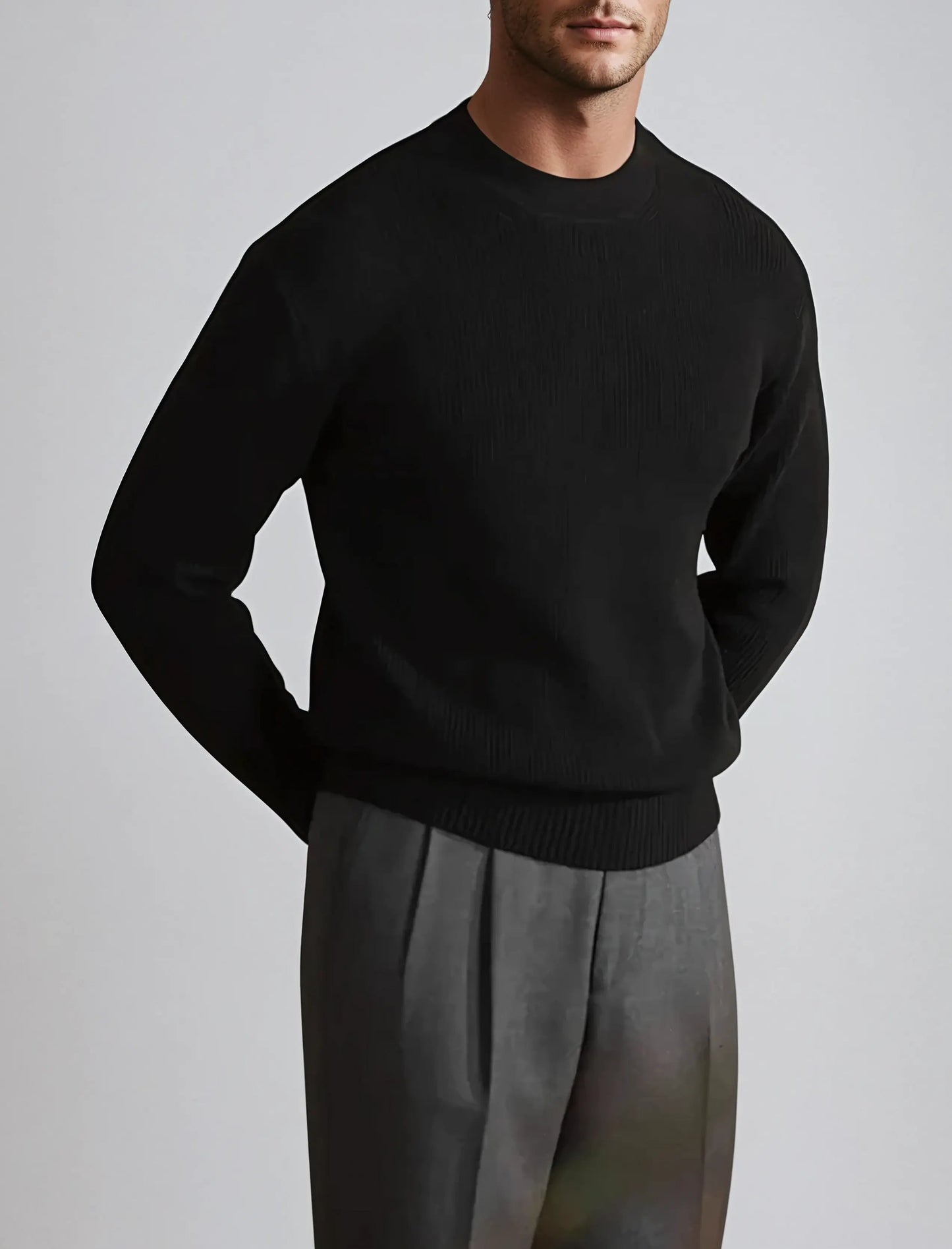 Men's Ribbed O-Neck Sweater 5