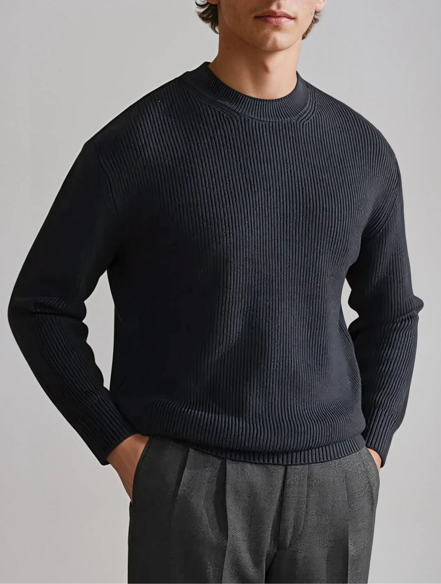 Men's Ribbed O-Neck Sweater 6