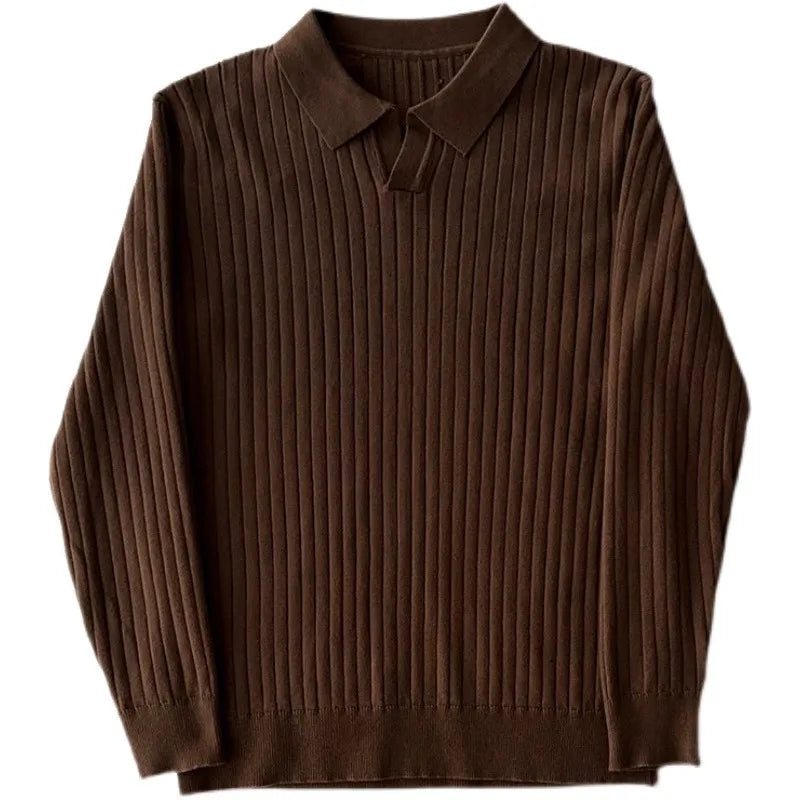 Men's Ribbed Polo Shirt - Tailored Fit for Casual & Semi-Formal Wear