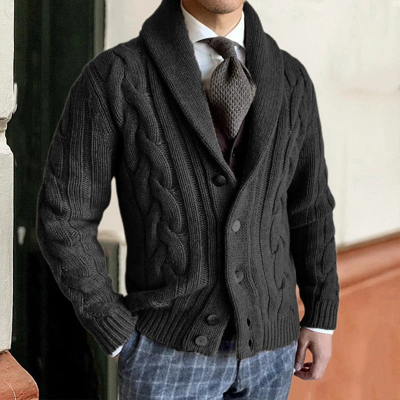 Men's Shawl Collar Zip Up Cardigan for Winter Warmth 3
