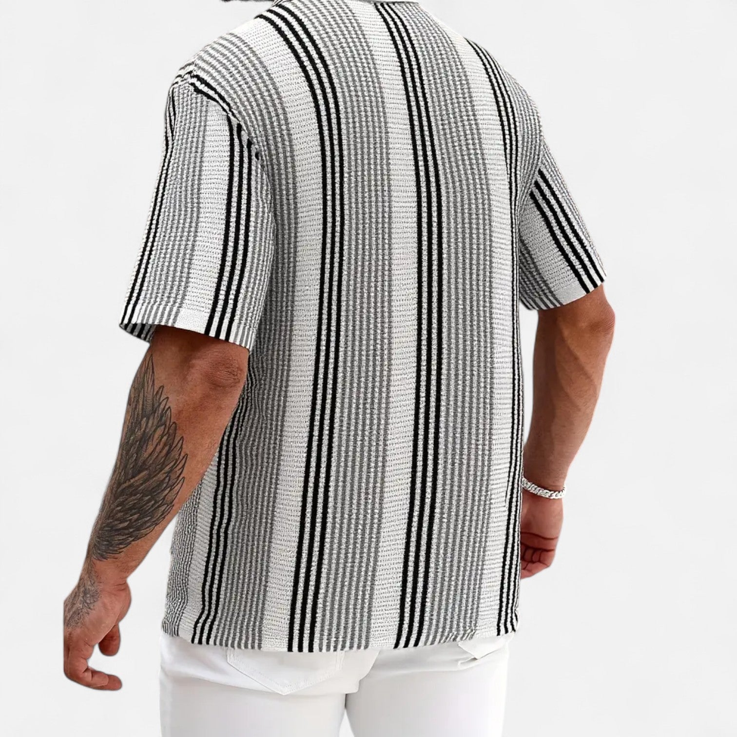Men's Striped Button-Up Dress Shirt for Warm Weather 5