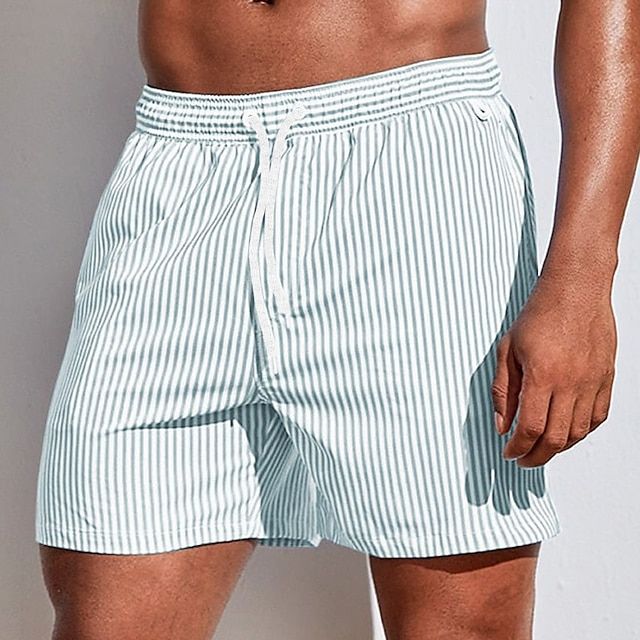 Men's Striped Swim Shorts - Quick-Drying Swim Trunks
