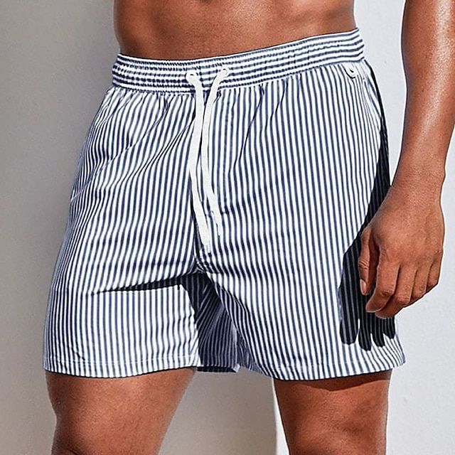 Men's Striped Swim Shorts - Quick-Drying Swim Trunks
