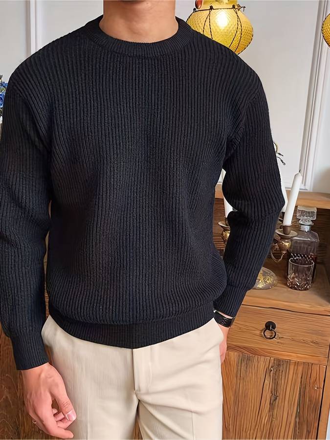 Men's Structured Knit Sweater - Lightweight Stretch Fabric 1