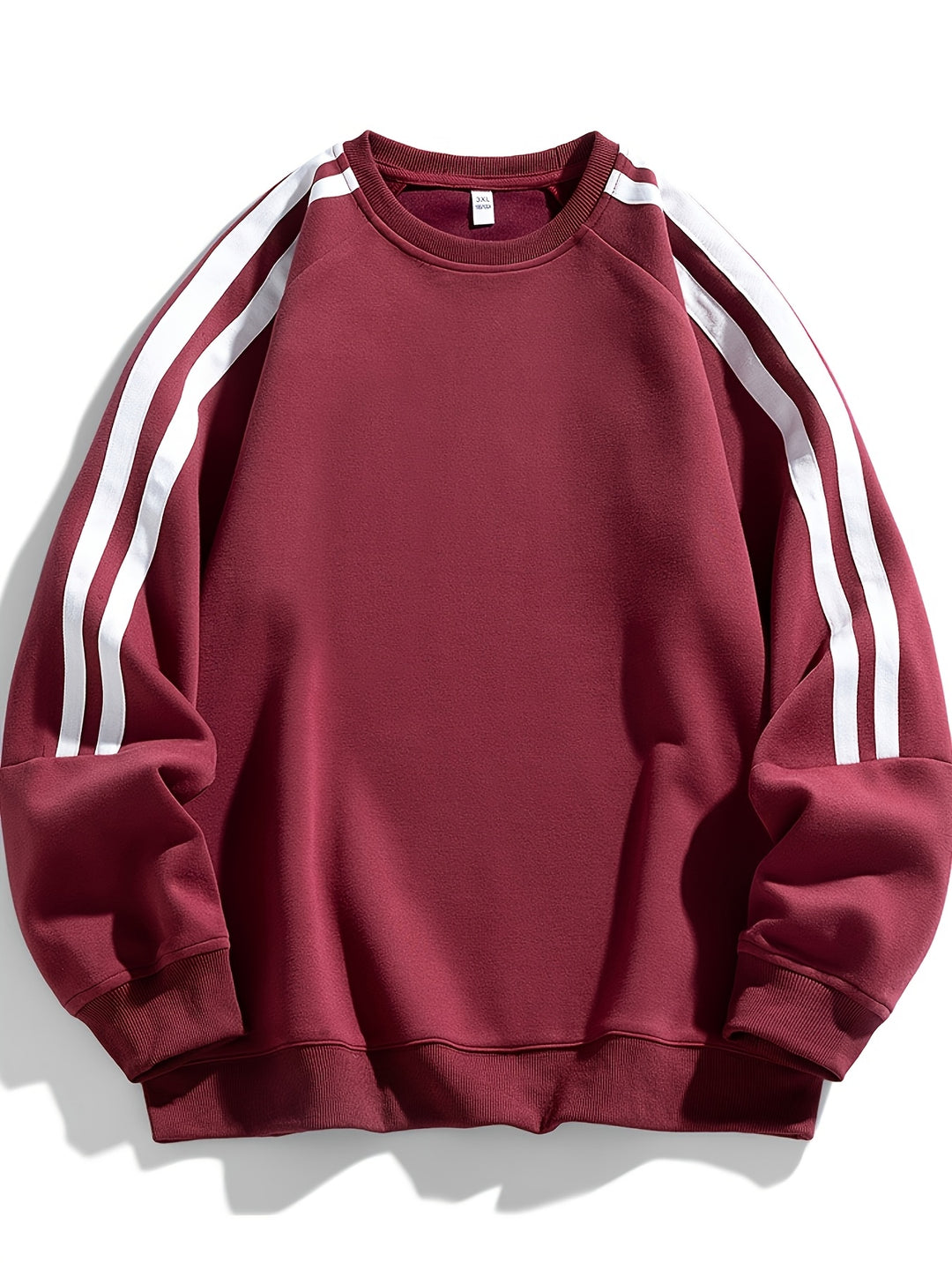 Men's Stylish Crew Neck Sweater with Striped Side Design 0