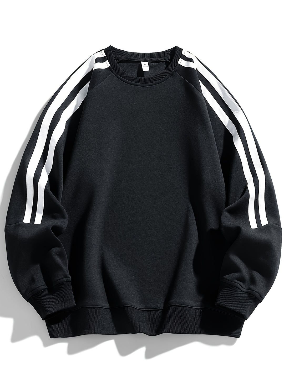 Men's Stylish Crew Neck Sweater with Striped Side Design 1