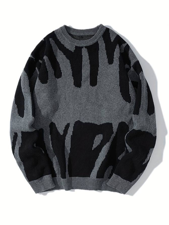 Men's Stylish Pullover with Subtle Letter Pattern 0