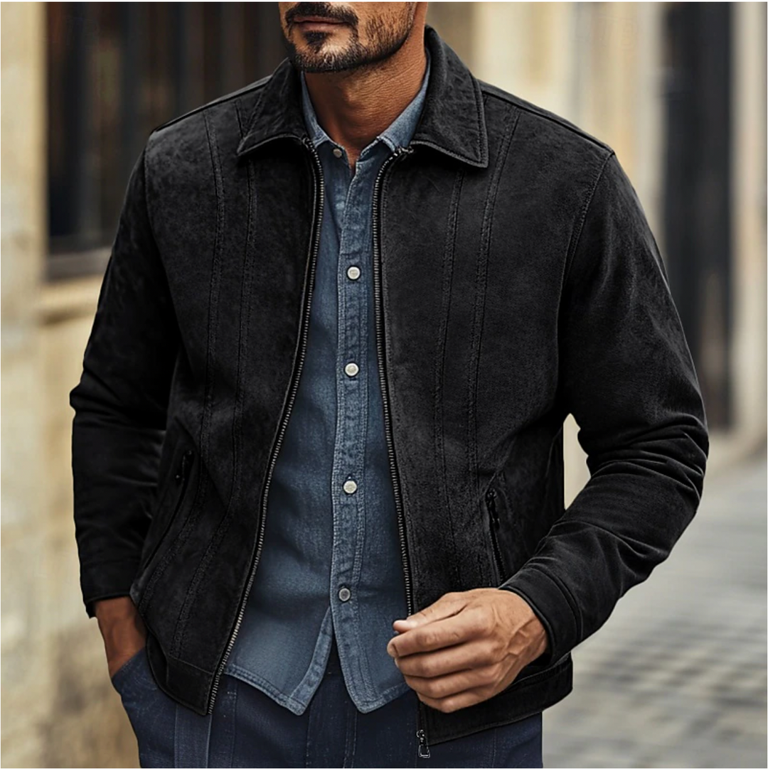Men's Suede Casual Jacket with Unique Design 1