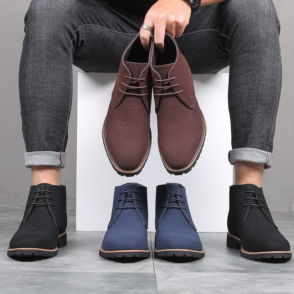Men's Suede Leather Ankle Shoes for Casual Outdoor Wear