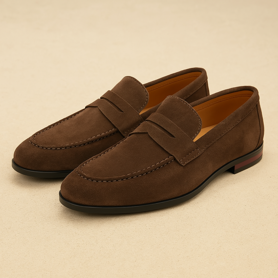 Men's Suede Penny Loafers - Casual Loafer Shoes 0