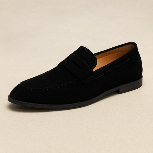 Men's Suede Penny Loafers - Classic Loafer Shoes 0