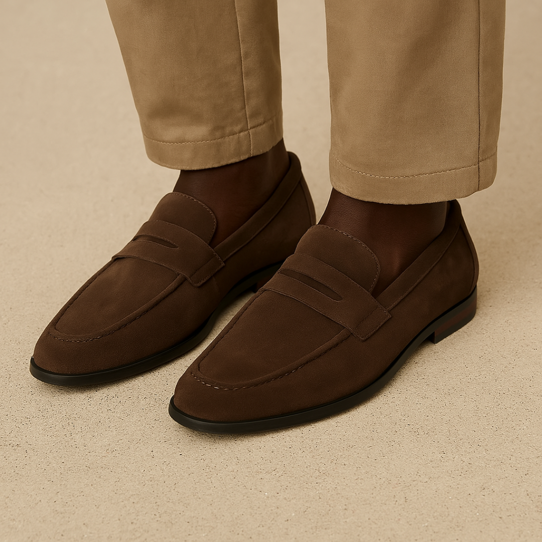Men's Suede Penny Loafers - Classic Loafer Shoes 1