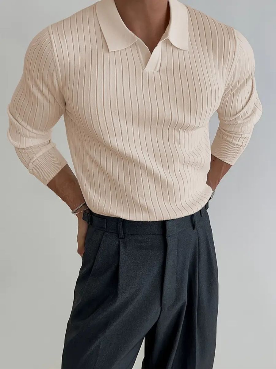 Men's Tailored Knitted Shirt for Business and Casual Wear