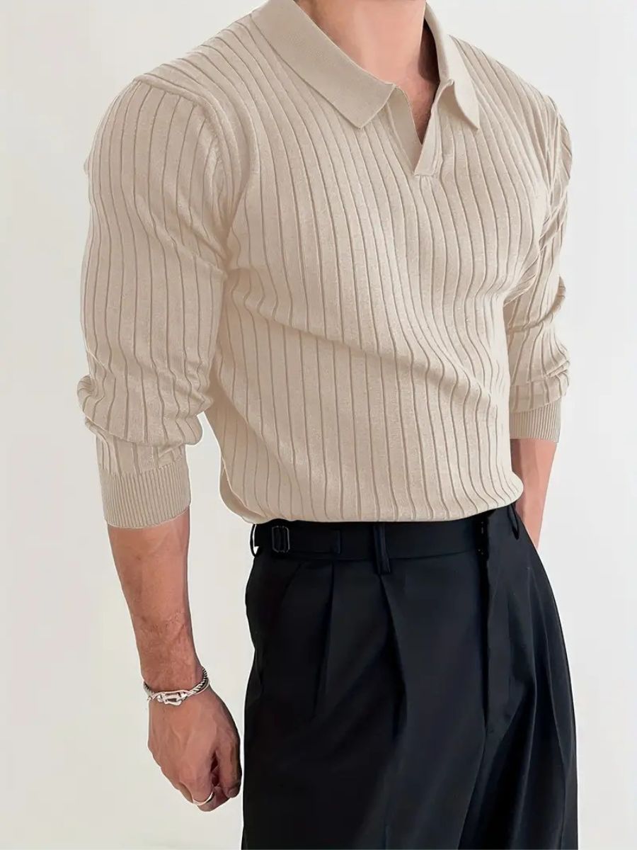 Men's Tailored Knitted Shirt for Business and Casual Wear