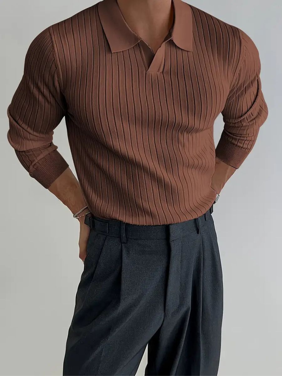 Men's Tailored Knitted Shirt for Business and Casual Wear