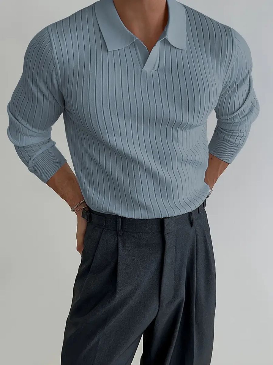Men's Tailored Knitted Shirt for Business and Casual Wear