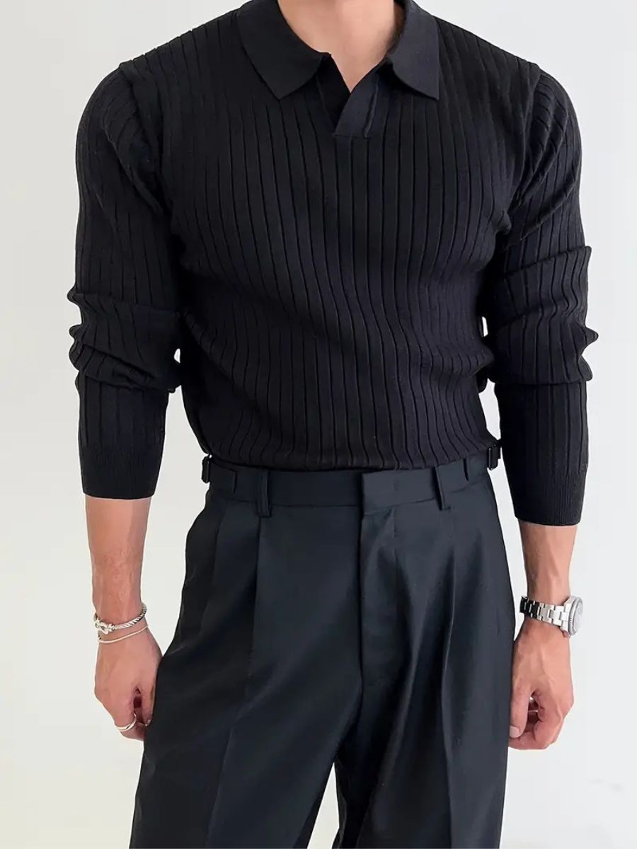 Men's Tailored Knitted Shirt for Business and Casual Wear