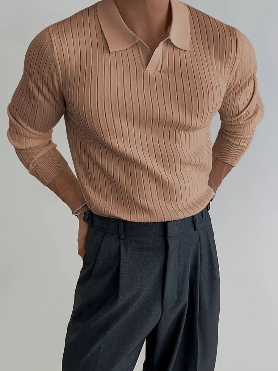 Men's Tailored Knitted Shirt for Business and Casual Wear