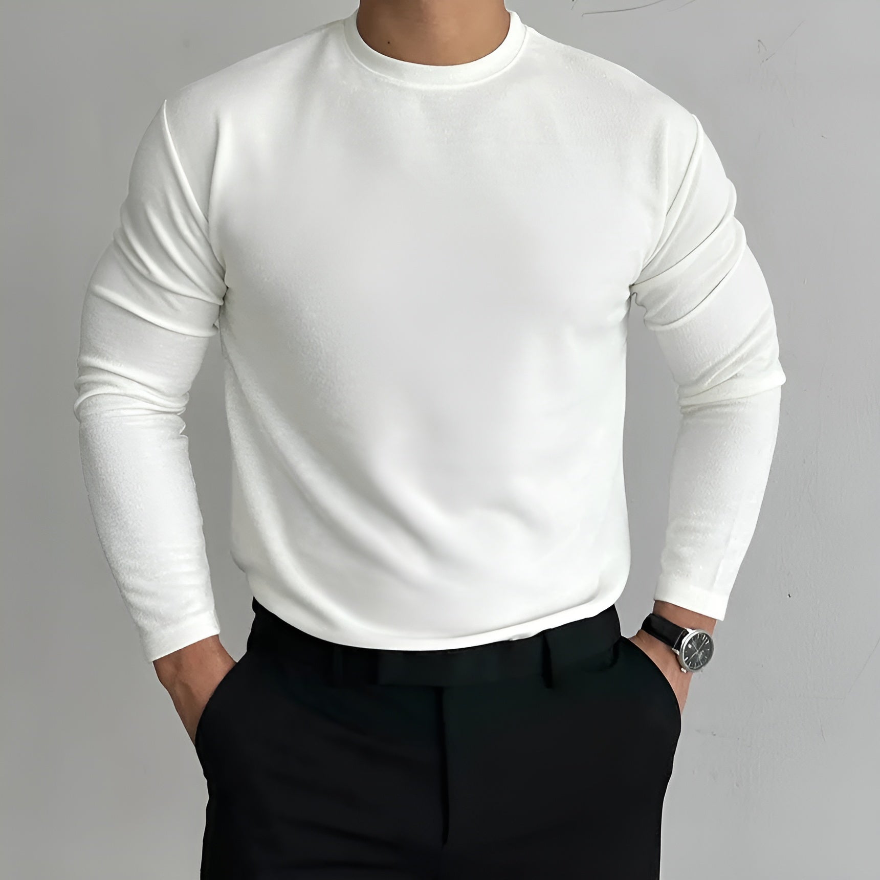 Men's Thick Long Sleeve Sweater for Winter Warmth 1