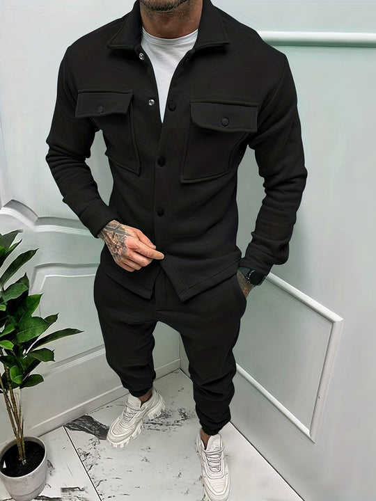 Men's Two-Piece Tracksuit with Button Pockets 3