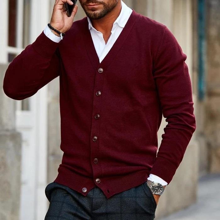 Men's V-Neck Casual Cardigan for Stylish Comfort 0