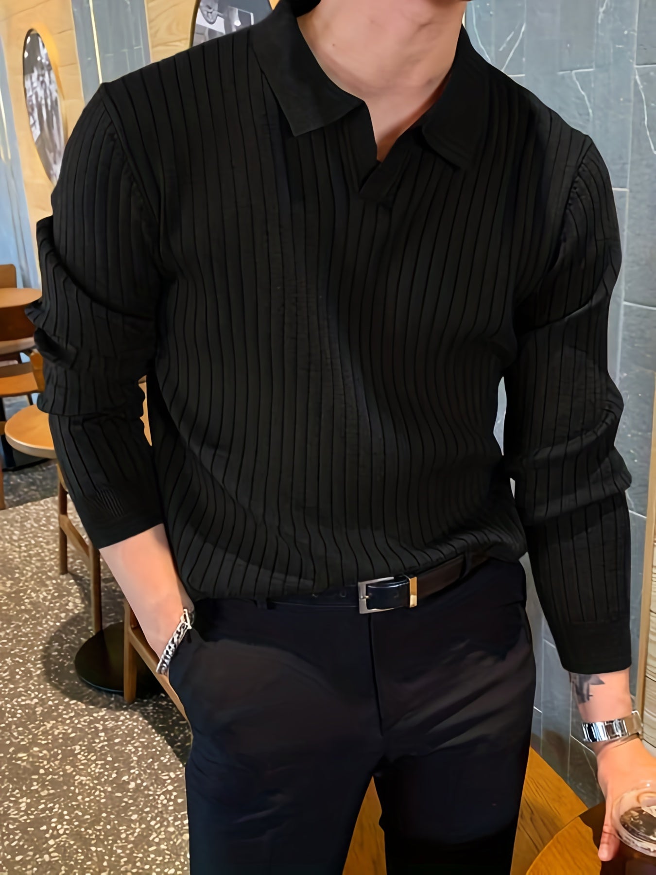 Men's V-Neck Knit Sweatshirt 3