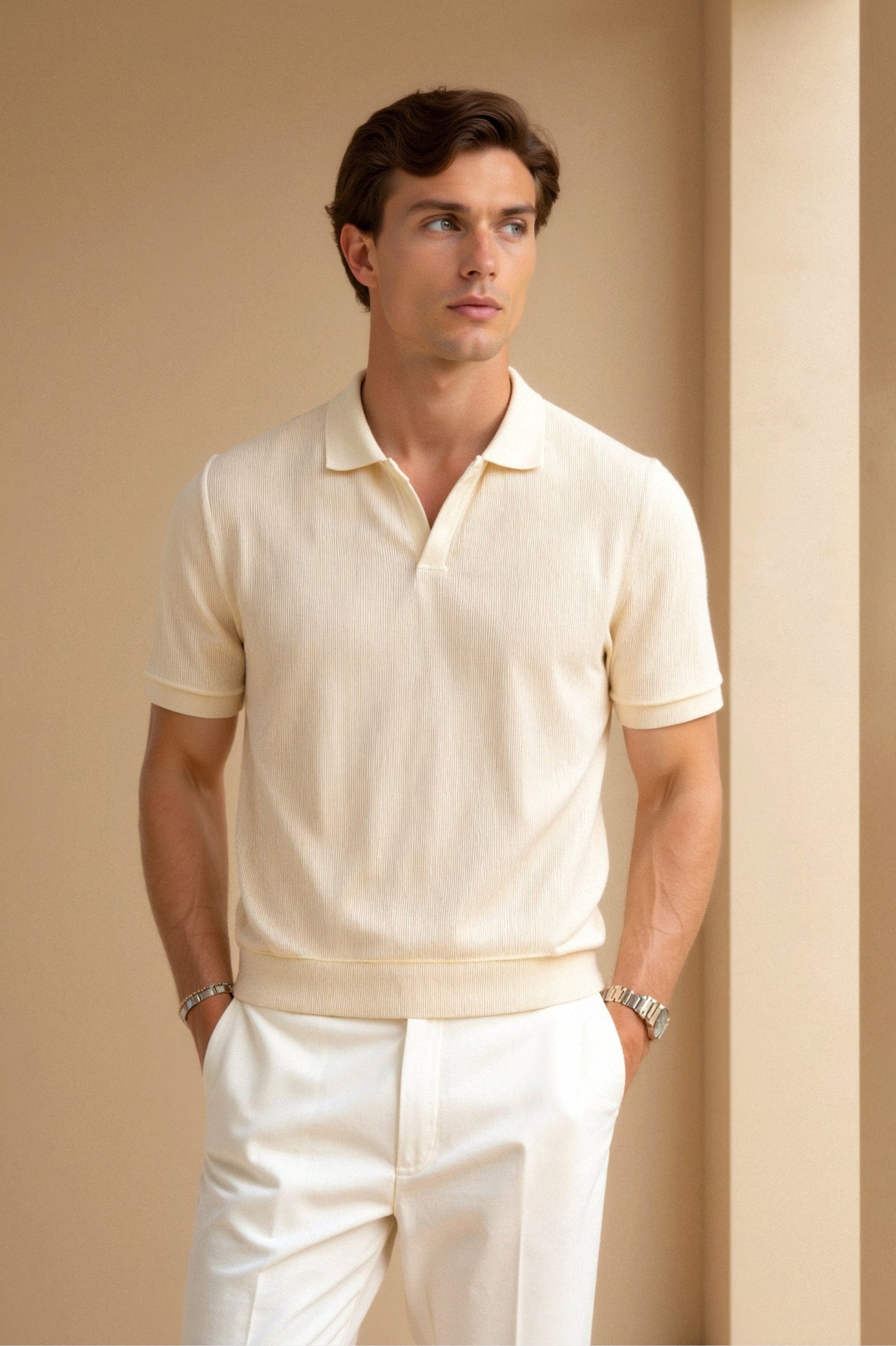 Men's V-Neck Short Sleeve Polo Shirt 1