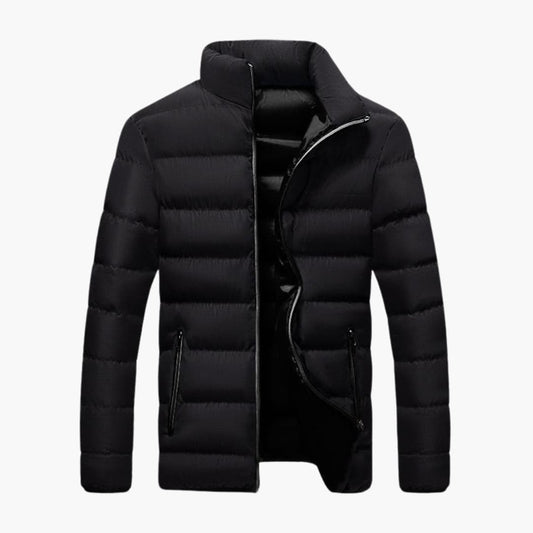 Men's Winter Jacket with High Collar and Zippered Pockets 0