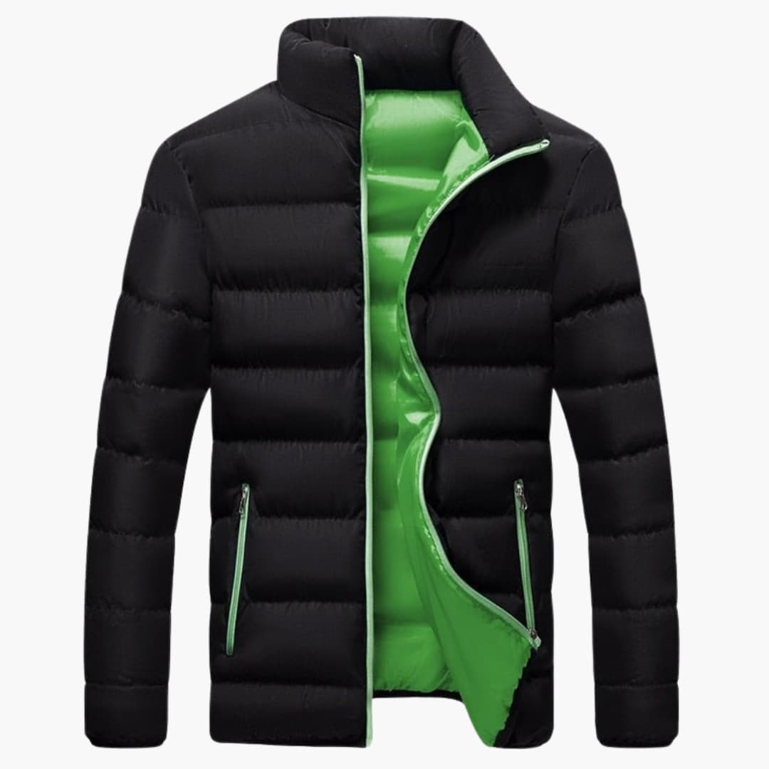 Men's Winter Jacket with High Collar and Zippered Pockets 3