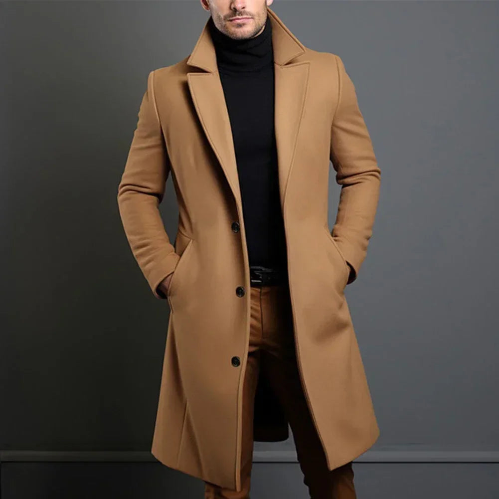 Men's Wool Classic Overcoat - Tailored Warmth and Style
