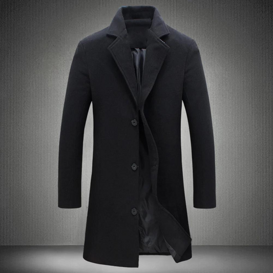 Men's Wool Overcoat - Stylish Men's Long Coat for Winter