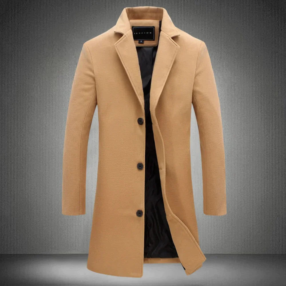 Men's Wool Overcoat - Stylish Men's Long Coat for Winter