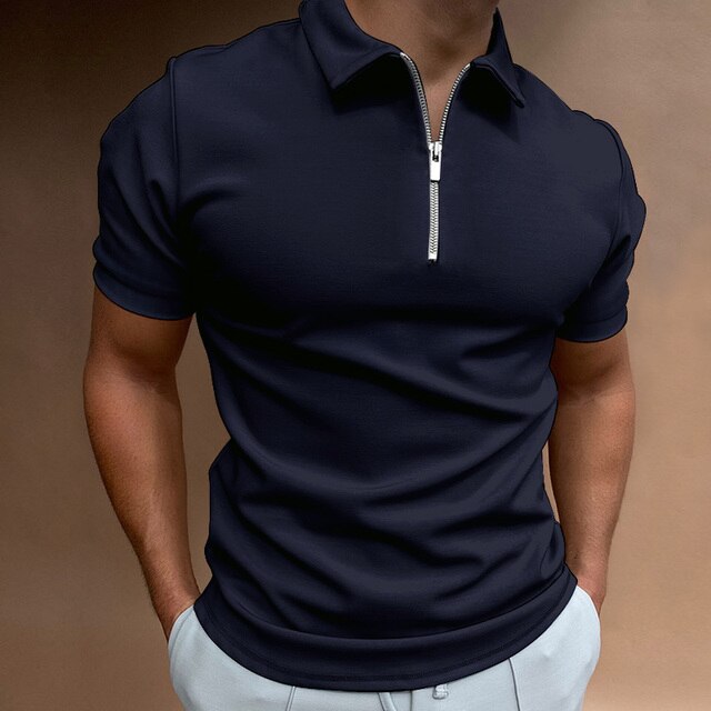 Men's Zippered Polo Shirt for Casual Wear 1