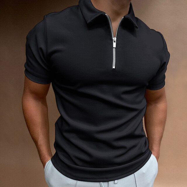 Men's Zippered Polo Shirt for Casual Wear 8