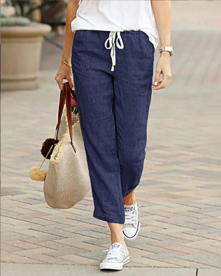 Variant image for Pantalon Femme Coton Décontracté Ajustement Détendu-25