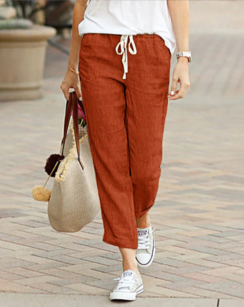 Variant image for Pantalon Femme Coton Décontracté Ajustement Détendu-31