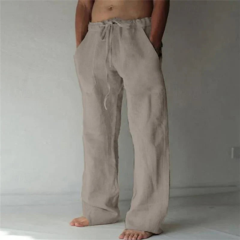 Pantalon Lin Homme Baggy Confortable et Aéré-5