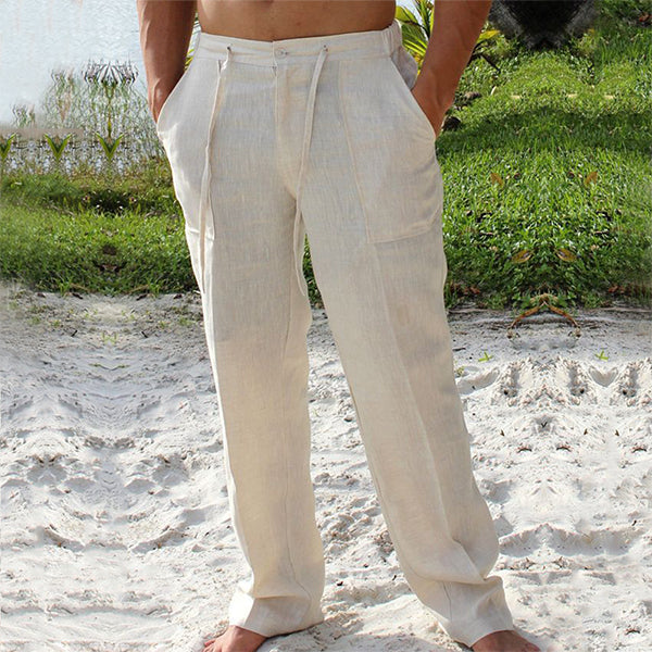Pantalon Lin Homme Décontracté 100% Lin Respirant-1