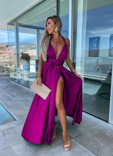 Robe Longue Femme Chic Été Tissu Fluide-6