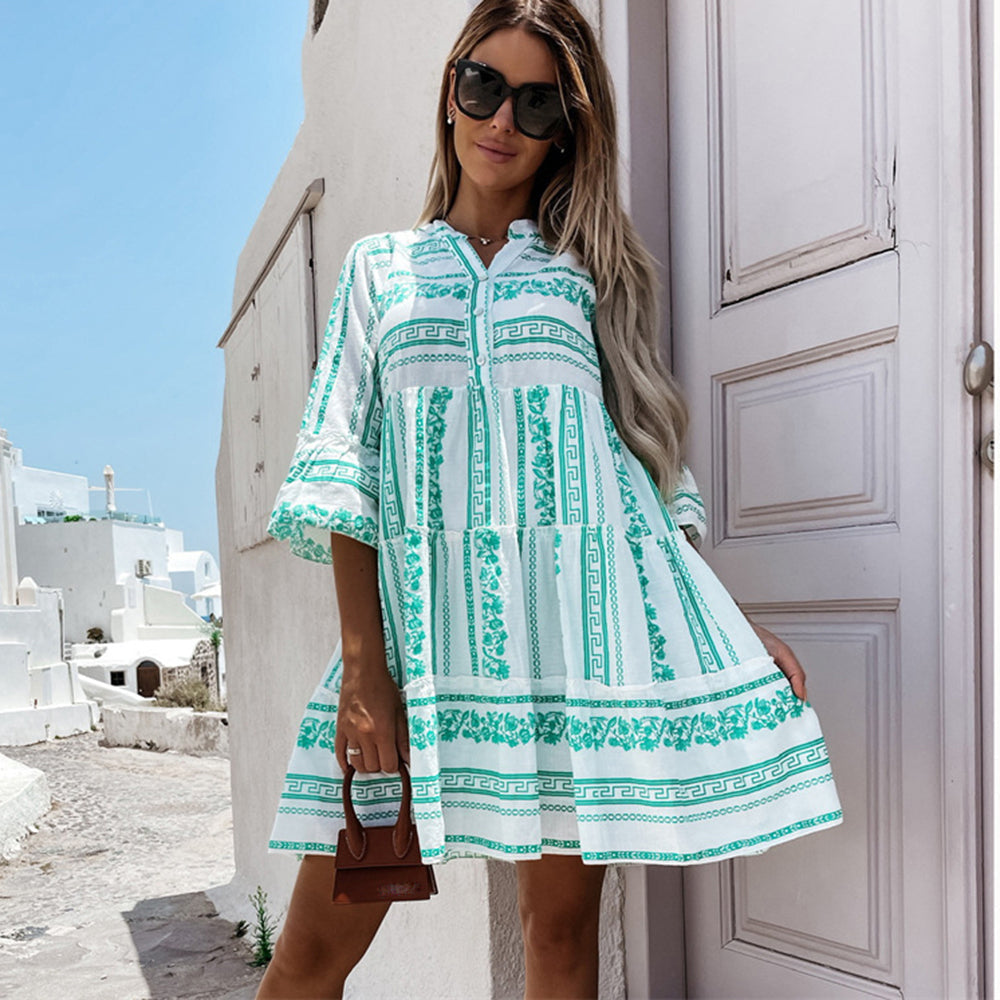 Women's Boho Ruffle Summer Dress with Flared Sleeves 5