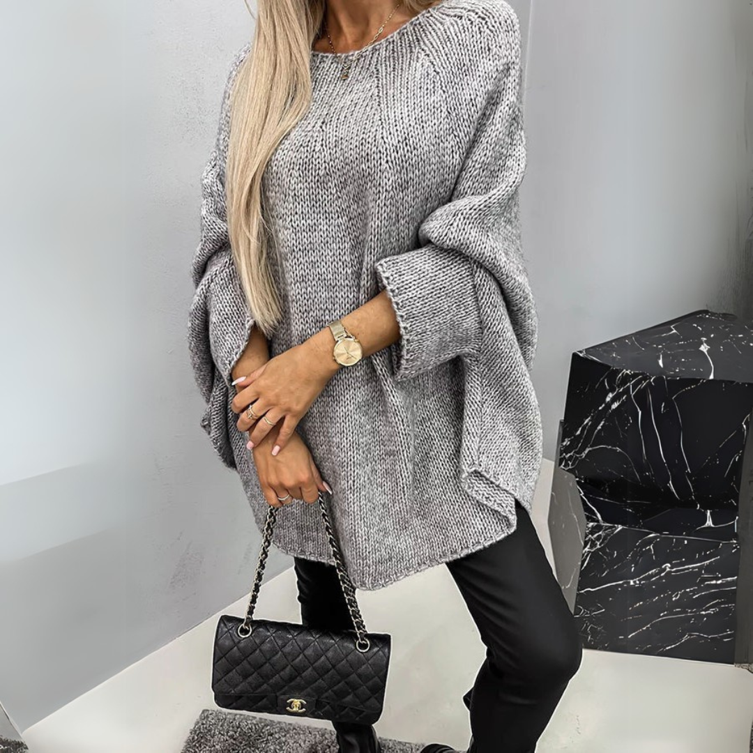 Women's Cable Knit Sweater with Round Neck 1