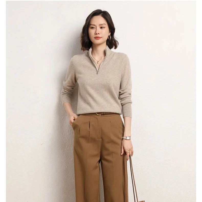 Women's Cashmere Half-Zip Pullover 8