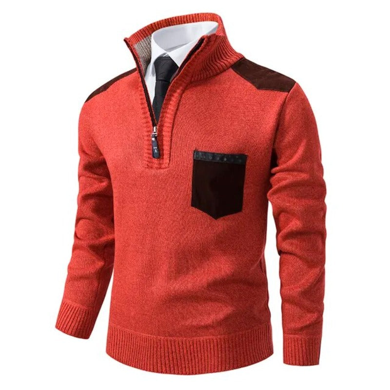 Women's Cashmere Pullover Sweater with Collar and Pocket 4