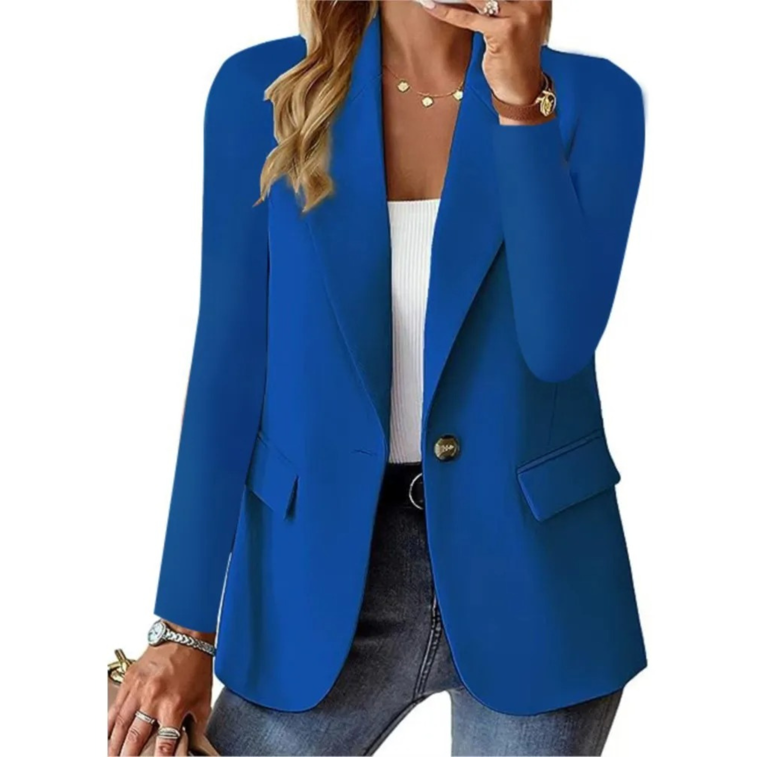 Women's Casual Blazer with Pockets and Button Detail 5