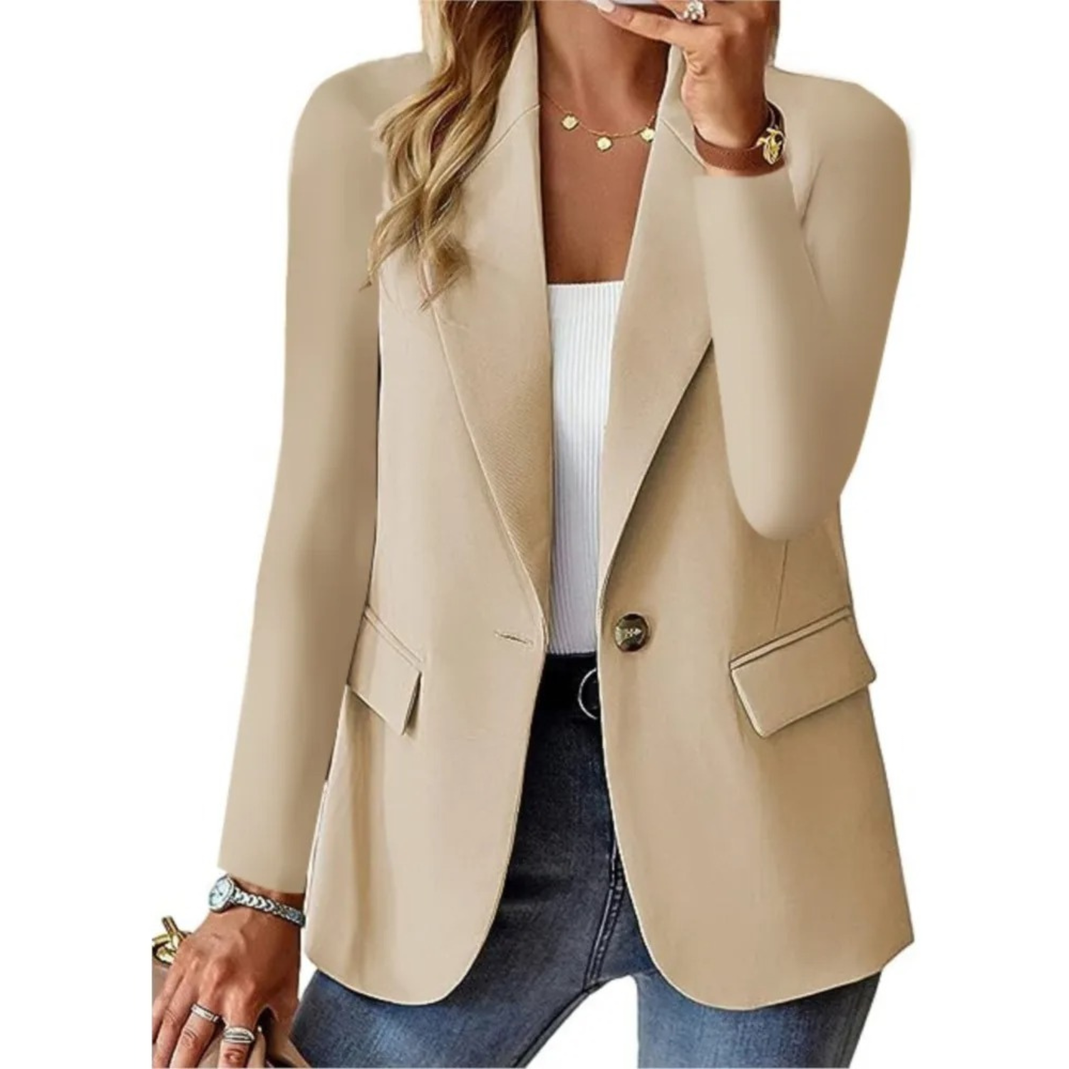 Women's Casual Blazer with Pockets and Button Detail 7
